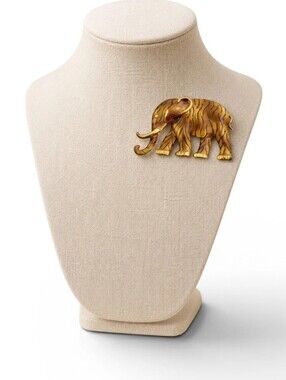 Vintage Gold Tone Enamel Elephant Brooch 3β Statement Pin